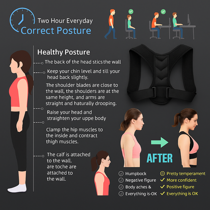 Corrective Back Support Strap for Adults and Children - Adjustable Posture Corrector for Myopia and Improved Spinal Alignment